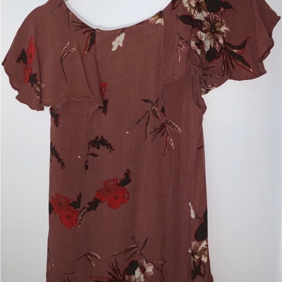 Tillys Blu Pepper Dark Mauve Pink Floral Blouse with Drawstring Tassel Tie - Picture 15 of 16